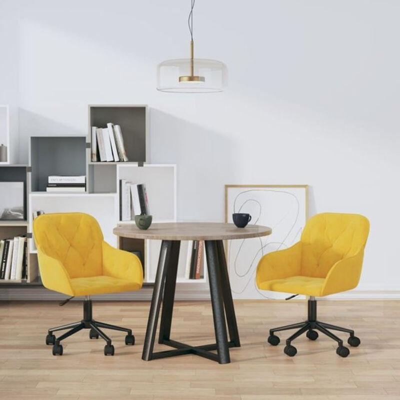 Vidaxl Esszimmerstühle Set aus 2 Stück, modern drehbar, Polsterstühle aus Samt in Gelb - Bild 1