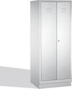 C+P Möbelsysteme Putzmittel-Spind Classic auf Sockel mit 2 Abteilen, Farbe Lichtgrau, H: 185 cm, B: 81 cm, T: 50 cm - Bild 1