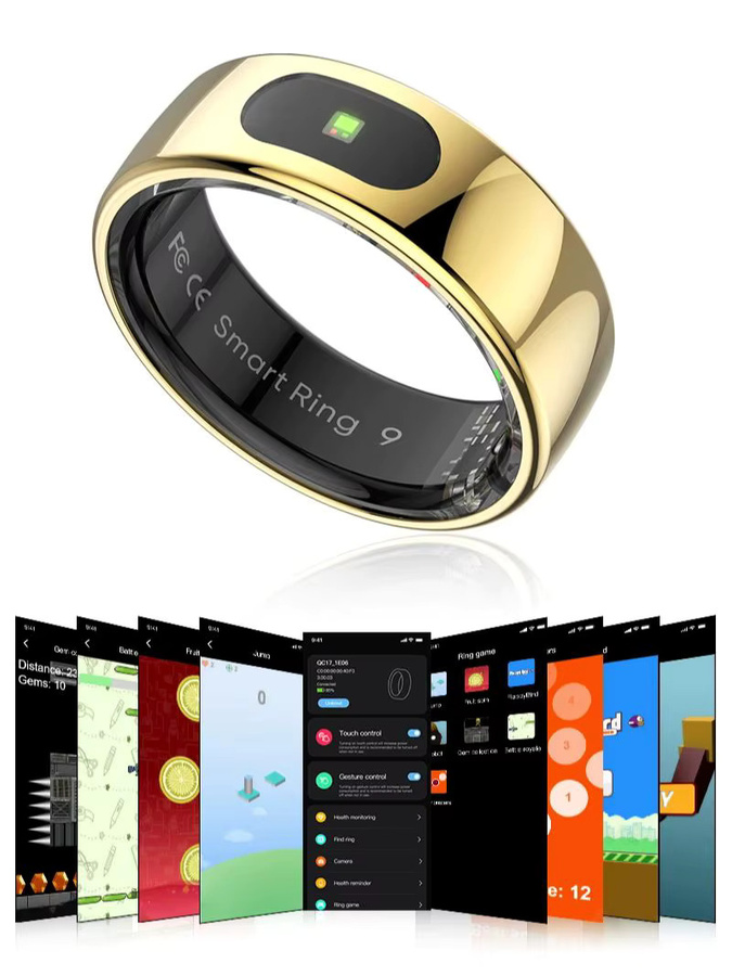 Uhoofit Smart Ring R08 in Schwarz für Damen und Herren mit Touch Control, Gesundheitsmonitor und IP68 5ATM Wasserdichtigkeit - Bild 4