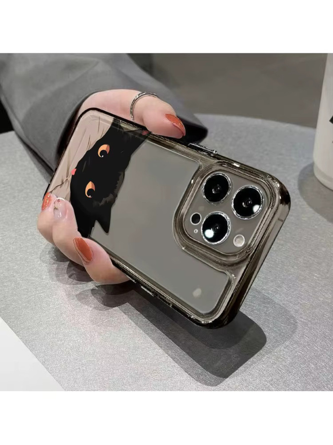 Caynes Silikon Handyhülle mit Schwarzer Katze für iPhone, Transparent - Bild 4