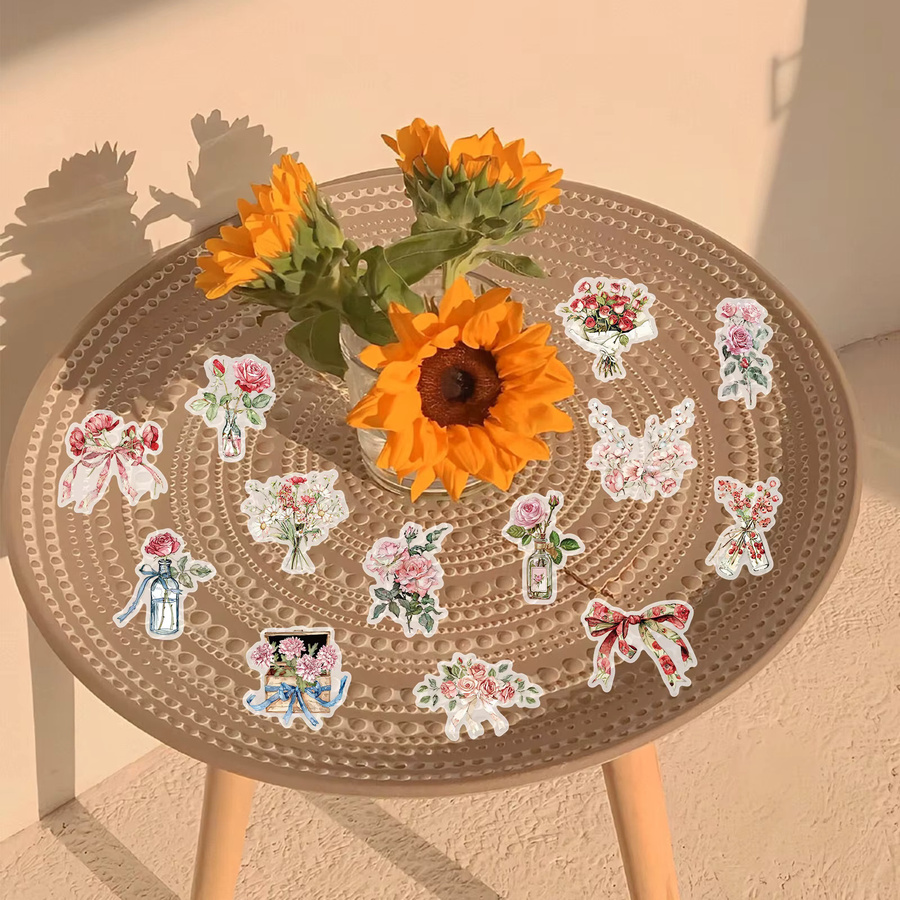 PickJoy 50 Stück Blumen- und Buchstaben-Aufkleber aus Papier in Multicolour für DIY-Projekte, Computer und Handys - Bild 2