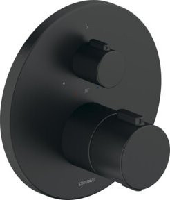Duravit Fertigmontageset UP-THM mit Thermostat und Safety Stop, Rosette rund, schwarz matt - Bild 1