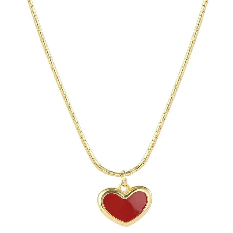 DREJEW Halskette, rotes Herz Anhänger, Edelstahl, Gold, Damen - Bild 3
