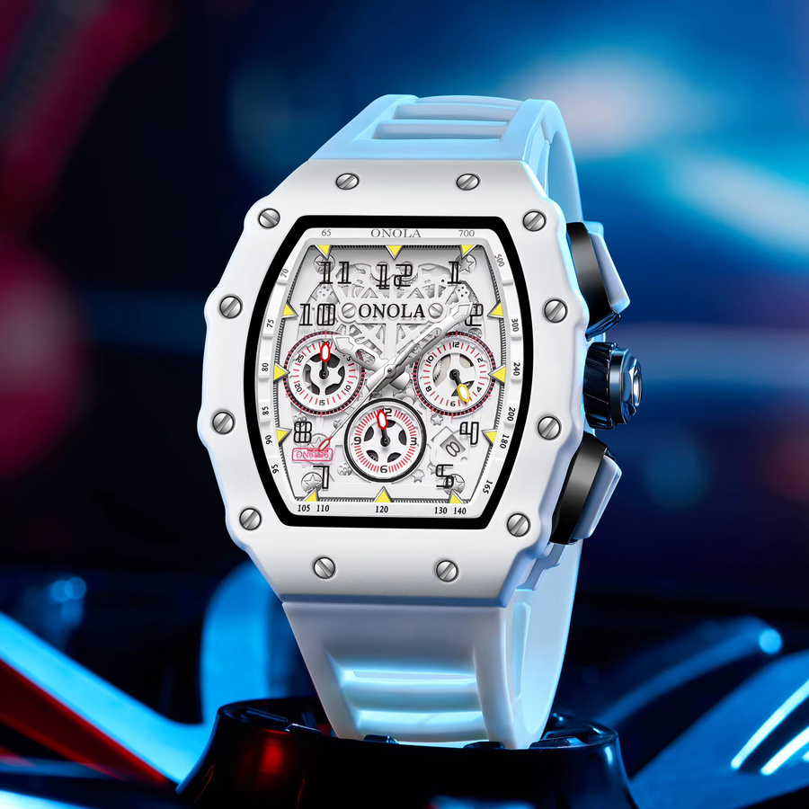 ONOLA Armbanduhr, Quarz, Silikonband, Weiß, Herren - Bild 3