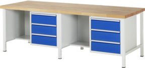 Rau Werkbank höhenverstellbar 8452A2 mit 6 Schubladen, B: 250 cm, T: 90 cm, H: 84-104 cm - Bild 1