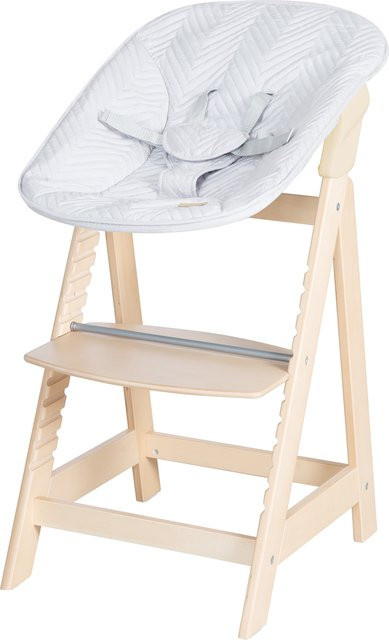 ROBA Hochstuhl Born Up Zick Zack in Natur mit Sitzverkleinerer und Polstern, Farbe Braun - Bild 1