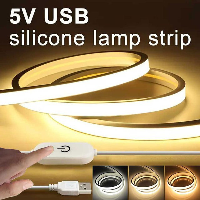 Acosh Neon LED Lichtstreifen mit Touch-Sensor, dimmbar und wasserdicht, weißes USB Neon Flex Band für Schlafzimmer und Party-Dekoration - Bild 1