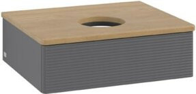 V&B Waschtischunterschrank Antao mit Frontstruktur in Anthrazit und Eiche Honig, B: 60 cm, H: 50 cm, T: 19 cm - Bild 1