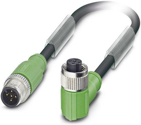 Phoenix Contact 1501045 Sensor-Aktor-Steckverbinder M12 konfektioniert, Stecker gerade und Buchse gewinkelt, 5 Pol, Kabellänge: 1,50 m, Farben: grau, schwarz, grün - Bild 1