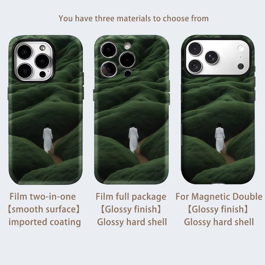 Potdemiel Handyhülle Path Through Green Hills für iPhone 17 16 15 14 13 Pro Max Plus, magnetisch, robuste Einzel- und Doppelschicht-Schutzhülle, Farbe: Green - Bild 2