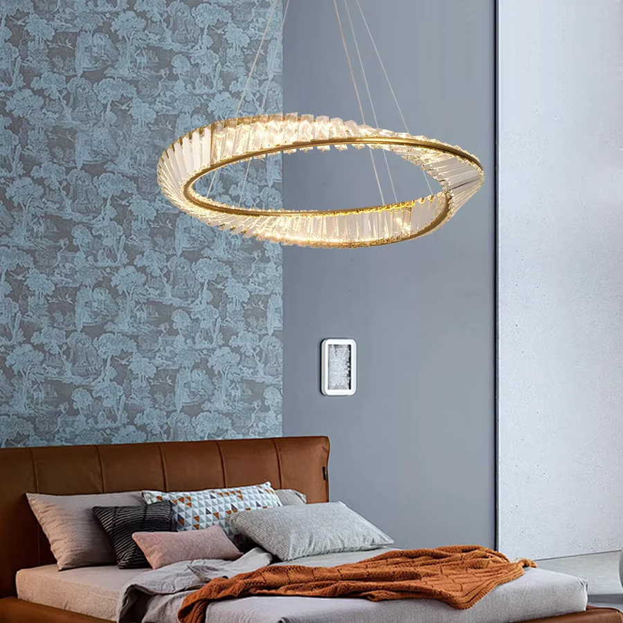 VETRULUS Moderne LED-Deckenleuchte in Gold mit Kristall-Elementen und Möbius-Streifen-Design für Wohnzimmer und Esszimmer - Bild 4