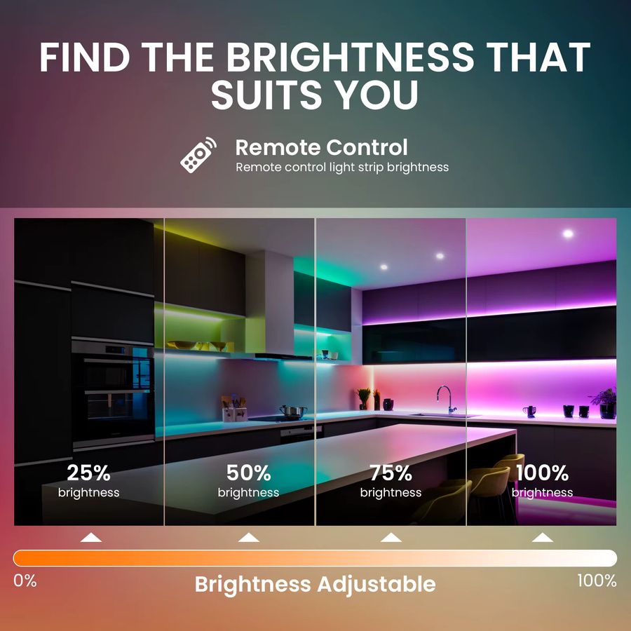 XUNATA RGB COB LED-Streifen IP68 Wasserdicht mit Wifi und Bluetooth Steuerung, Multicolour, inkl. Power Kit und Fernbedienung für Garten und Hausdekoration - Bild 3
