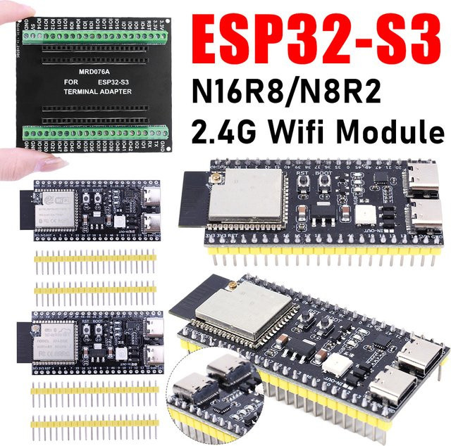 APWIKOGER ESP32 S3 Entwicklung Board mit WiFi und Bluetooth, Dual Typ-C, Schwarz - Bild 1