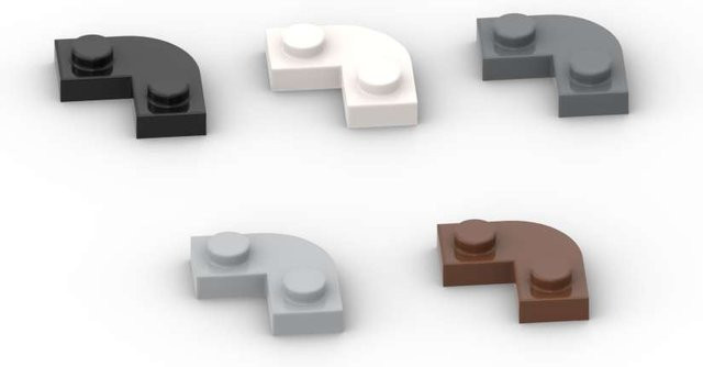SixBricks Runde Ecke 2x2 Bausteine mit 1x1 Ausschnitt, 10-teiliges Set, Bunt / Mehrfarbig - Bild 1
