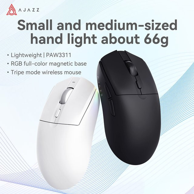 Ajazz AJ139 V2 MC / AJ139P V3 Magnetische Dock-Gaming-Maus mit Bluetooth, 2.4G und kabellosem Laden, 800mAh Akku, PAW3311 Sensor - Bild 1