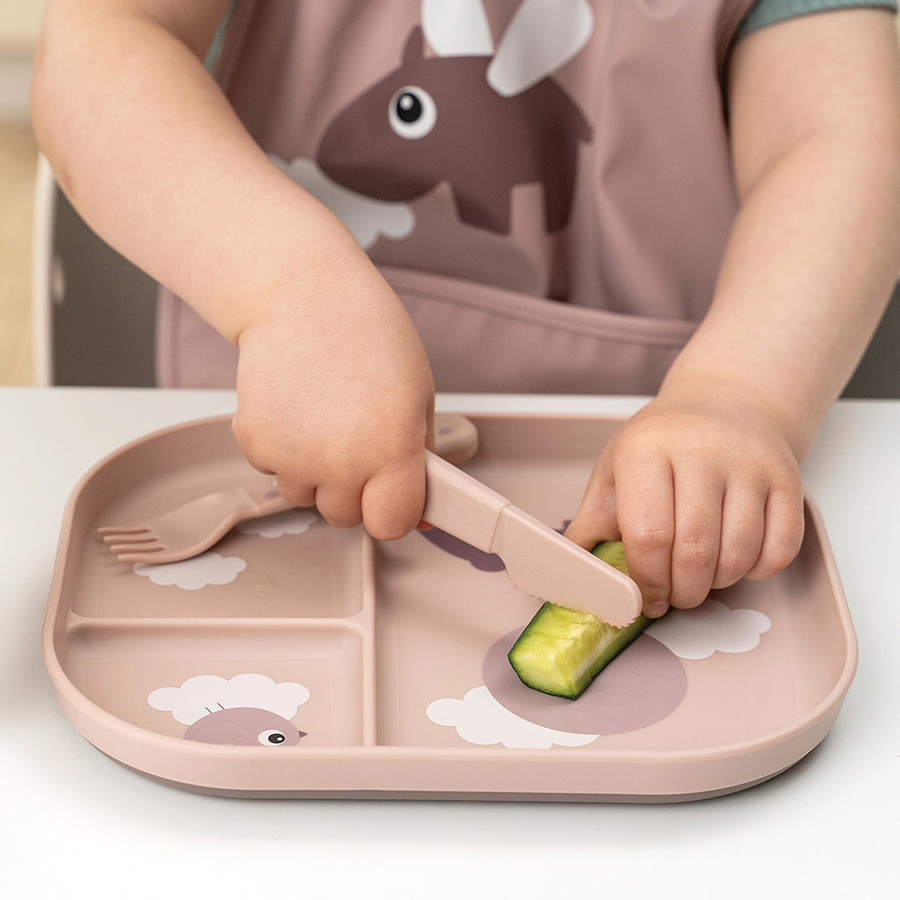 Done By Deer Besteck-Set Foodie für Babys, 3-teilig, Pink und Beige, Kunststoff, matt - Bild 2