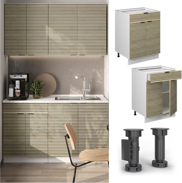 Vicco Schubunterschrank Fame-Line Weiß Eiche gefräst Breite: 60 cm ohne Arbeitsplatte - Bild 1