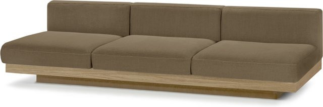 Serax Rudolph Teak Outdoor 3-Sitzer Sofa mit beigefarbenen Polstern und Armlehnen - Bild 1