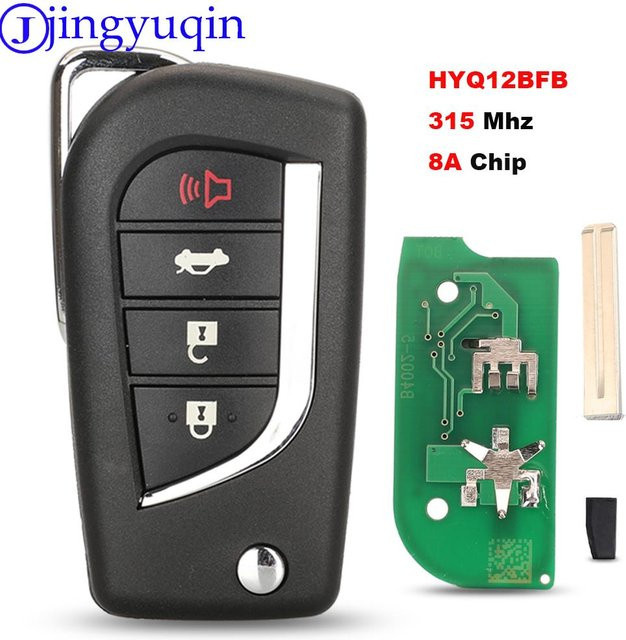 Jingyuqin Auto Fernbedienung Schlüssel für Toyota Camry 2018-2020, 4 Tasten, 315 MHz, 8A Chip, FCCID: HYQ12BFB, Schwarz - Bild 1