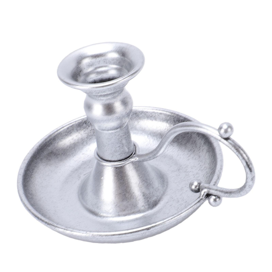 Antiker Metall Kerzenständer von Fishine in Silber im Vintage-Design für kegelförmige Kerzen - Bild 1