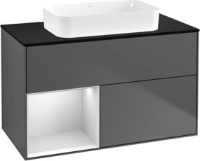 V&B Waschtischunterschrank Finion mit Wandbeleuchtung, Farbe Anthrazit lackiert, Breite: 100 cm, Tiefe: 60,3 cm - Bild 1