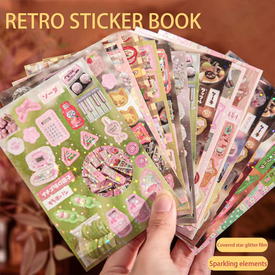 Retro Manga und Dessert Aufkleber im japanischen Vintage-Stil für Scrapbooking und DIY-Handwerk, Mehrfarbig - Bild 3