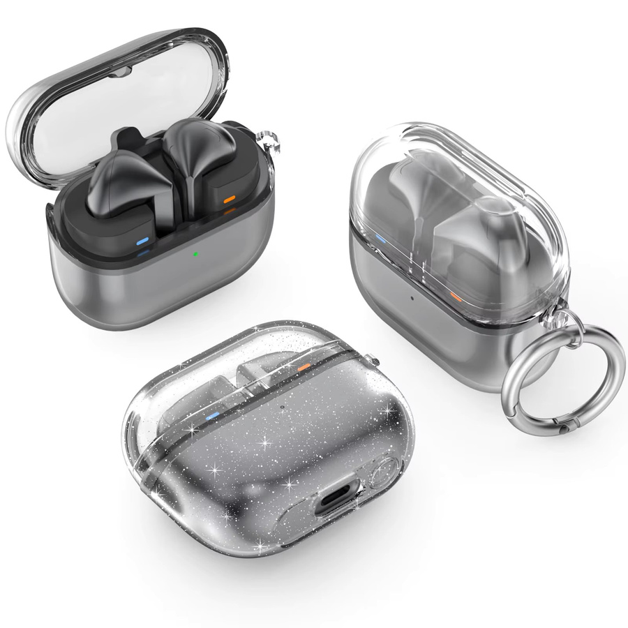 Transparente Glitzer-Schutzhülle für Samsung Galaxy Buds 3 und Buds 3 Pro inklusive Karabiner - Bild 2