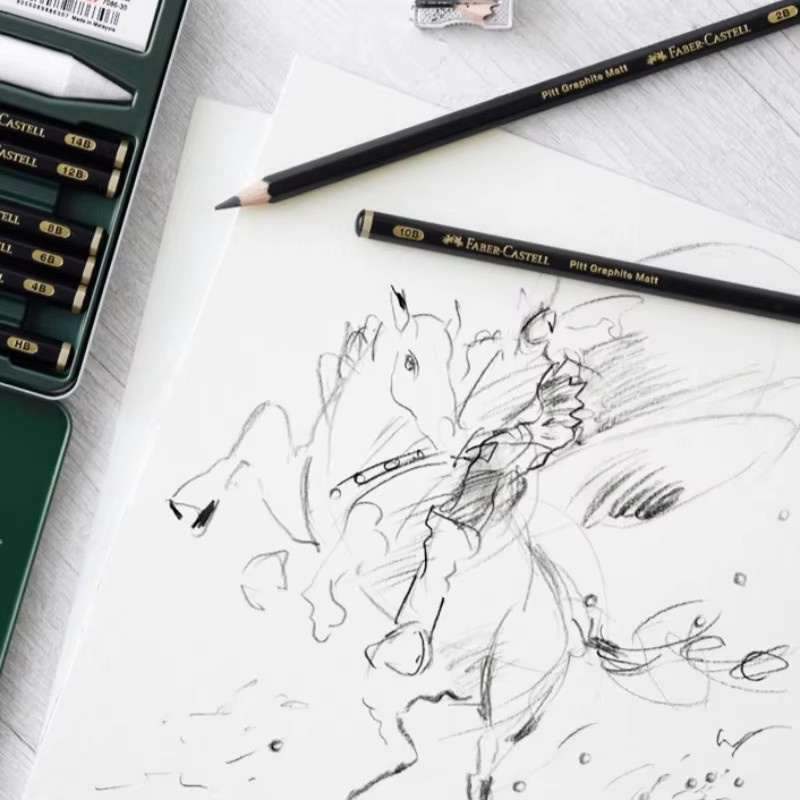 Faber-Castell Skizzenstift-Set mit verschiedenen Graphit-Minen HB bis 14B in Schwarz für Kunst und Schule - Bild 3