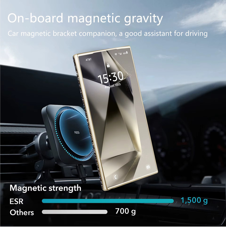 Sturzsichere Handyhülle mit magnetischem Saugring und Glitzer-Effekt für Samsung S26, S25, S24 und S23 Ultra in Schwarz - Bild 2