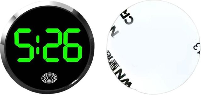 Tianqifu Mini-Auto-Uhr in Schwarz mit leuchtendem Runddesign aus Legierung und berührungsempfindlicher Digitalanzeige für das Armaturenbrett - Bild 1