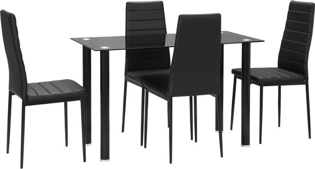 HOMCOM Esszimmergruppe mit Tisch und Stühlen aus Kunstleder und Stahl in Schwarz, B/T/H: 120 x 60 x 97 cm - Bild 1