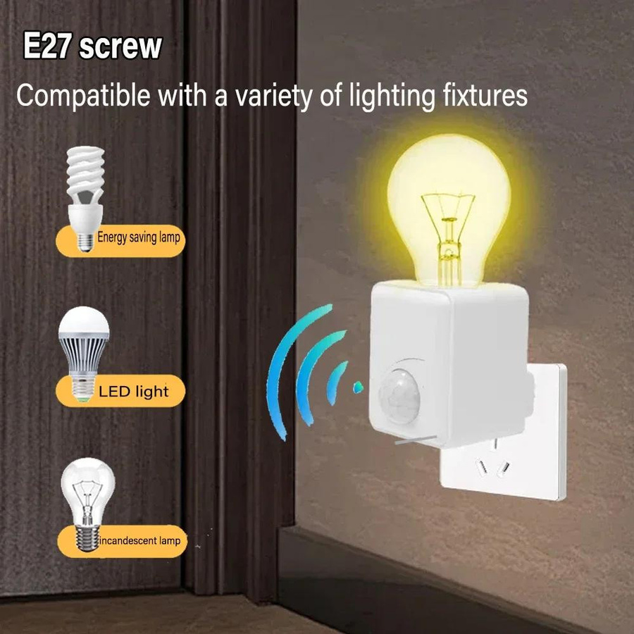 YJMP Super Lighting E27 LED Lampensockel mit einstellbarem PIR Bewegungssensor in Weiß - Bild 5