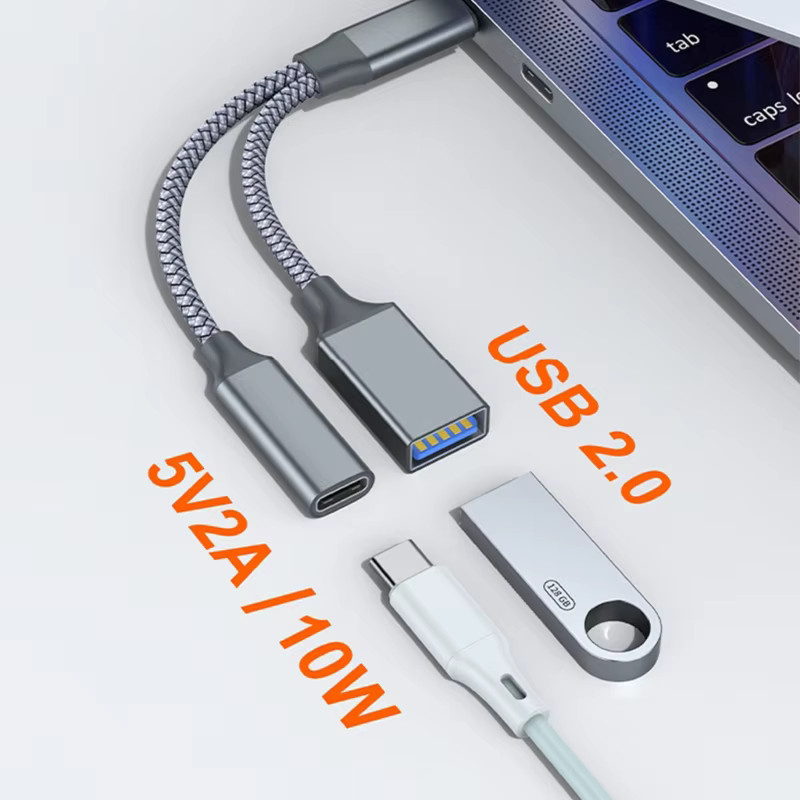 POFAN USB-C zu USB-C OTG-Adapterkabel PD10W Schnellladekabel für Mobiltelefone und Laptops in Grau - Bild 2