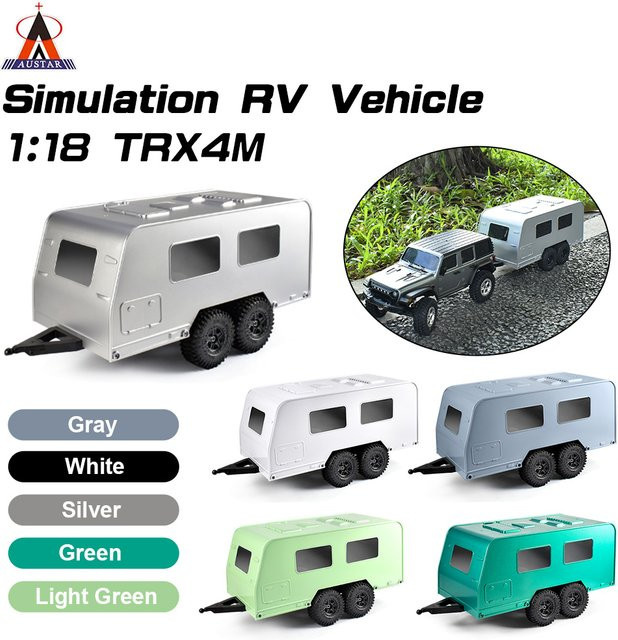 AUSTAR Travel Camper Trailer Simulation RV Fahrzeug, 1:18, Grün - Bild 1