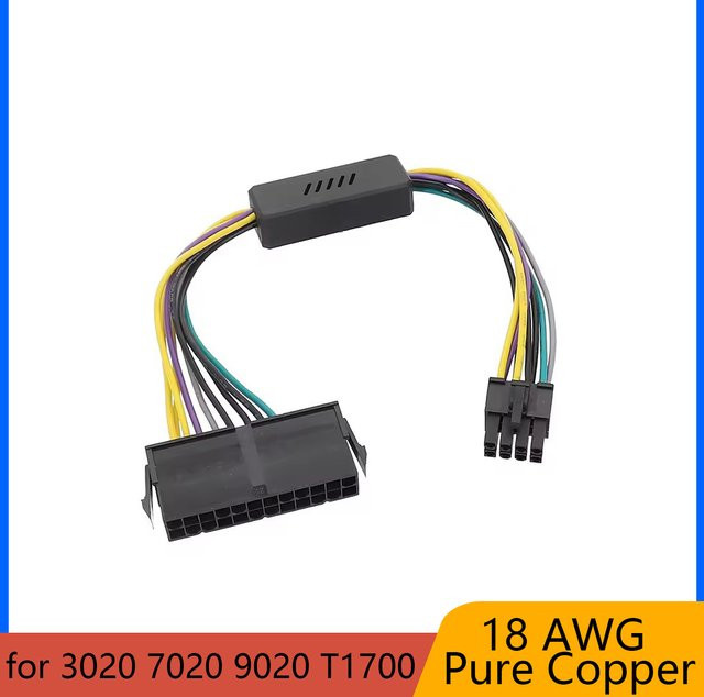Dell 8-Pin ATX Stromkabel 24P auf 8P Kupfer Netzkabel für Optiplex 3020 7020 9020 T1700 H61 H81 Q77, Länge: 30 cm - Bild 1