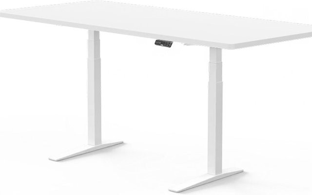 FlexiSpot Höhenverstellbarer Schreibtisch mit C-Beinen in Weiß, Rechteckig, B: 166,9 cm, T: 85,8 cm, H: 6,2 cm - Bild 1