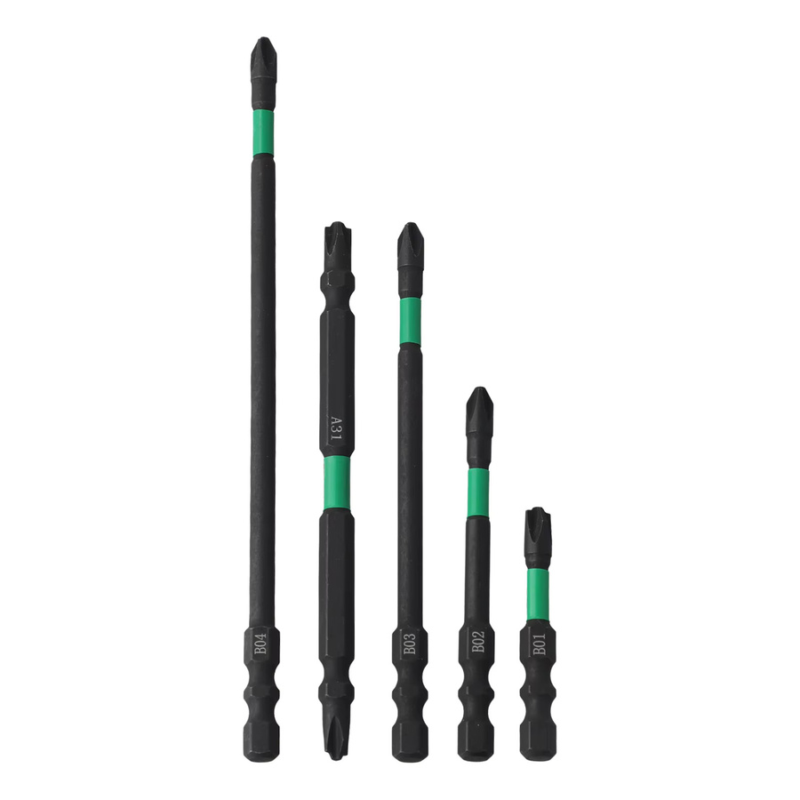 VIBRATITE 5er Set Magnetische Elektriker-Schraubendreher-Bits Schlitz und Kreuz, Länge: 50-150 mm - Bild 2