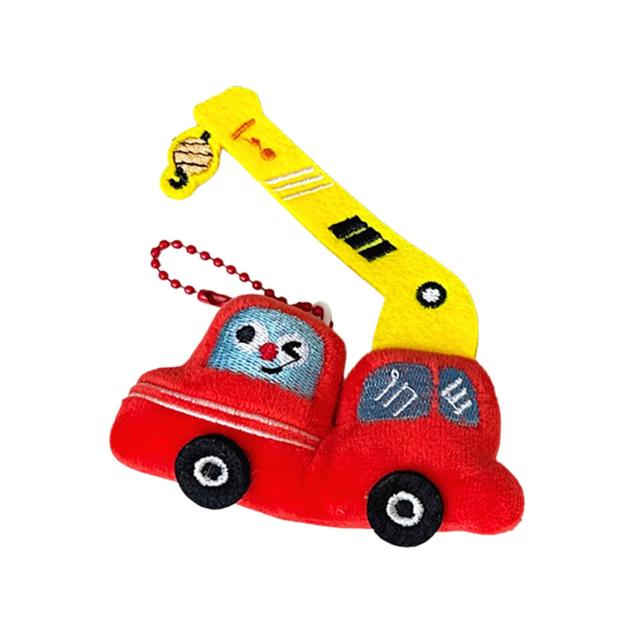 Cartoon Plüsch Bagger Kran Auto Anhänger, Unisex - Bild 6