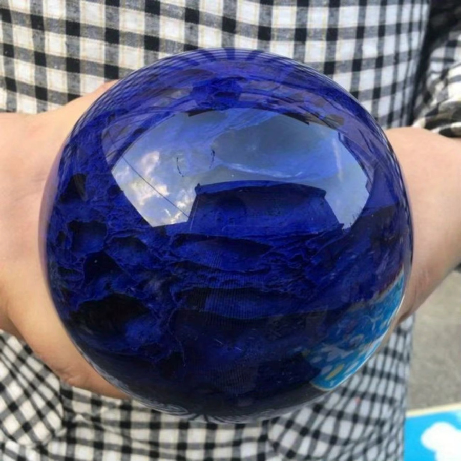 Blaue Schmelzkugel im böhmischen Stil von CrystalHola, polierte Steinverzierung in runder Form für deine Tischdekoration - Bild 4