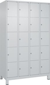C+P Schließfachschrank Classic PLUS mit 4 Abteilen und Füßen, Farbe Lichtgrau, B/T/H: 120 x 50 x 195 cm - Bild 1