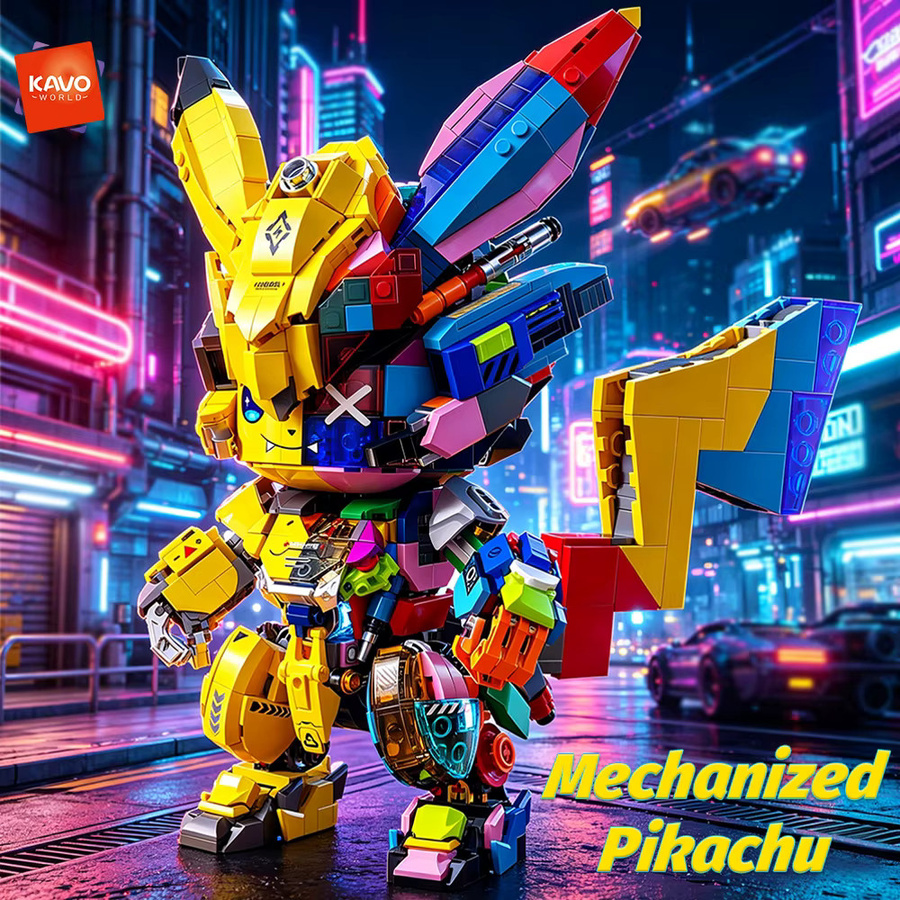 KAVOWORLD DIY Semi-Mecha Anime Baustein-Set mit 1505 Teilen, Leuchtende Bausteine in Multicolor als Schreibtisch-Deko und Sammlerstück - Bild 3