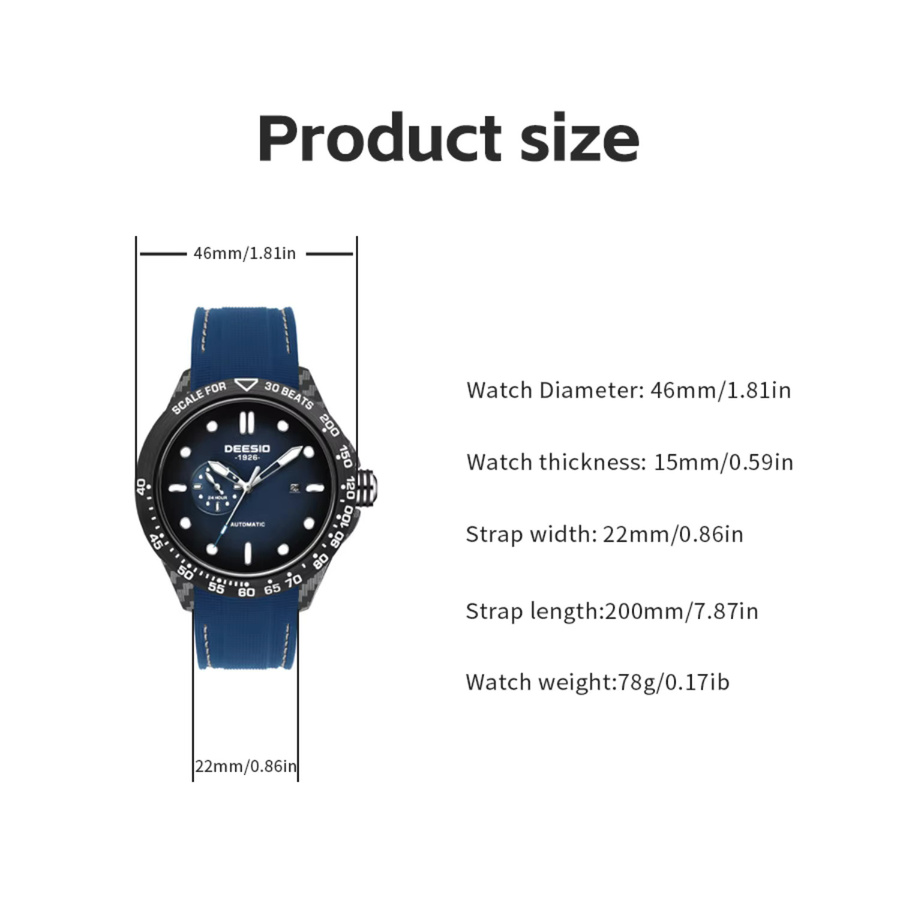 Deesio Armbanduhr Automatik, Kohlefaser, Schwarz, Herren - Bild 5