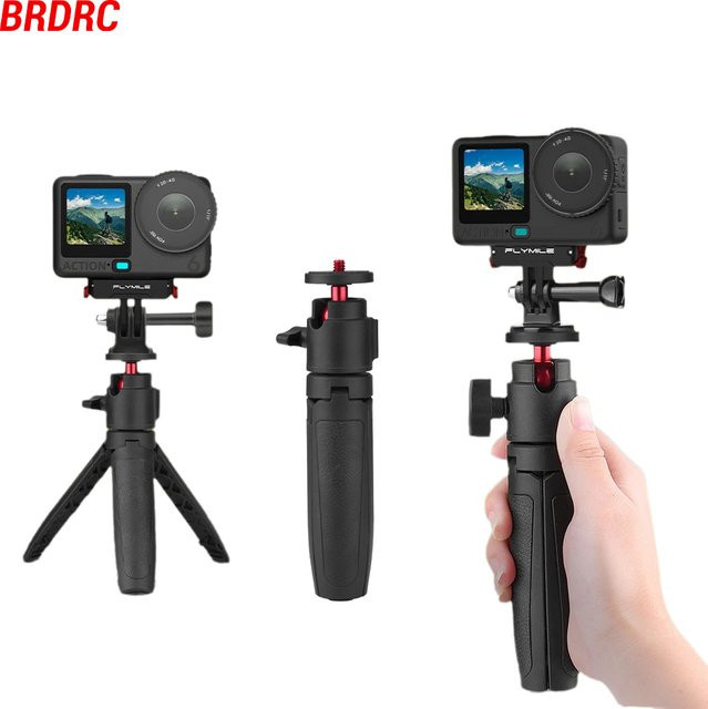 BRDRC Tragbarer Selfie-Stick und Stativ für DJI Action 6/5 Pro/4 sowie Insta360 X5/Pocket 3, Verstellbare Verlängerungsstange Kamera-Zubehör, Schwarz - Bild 1