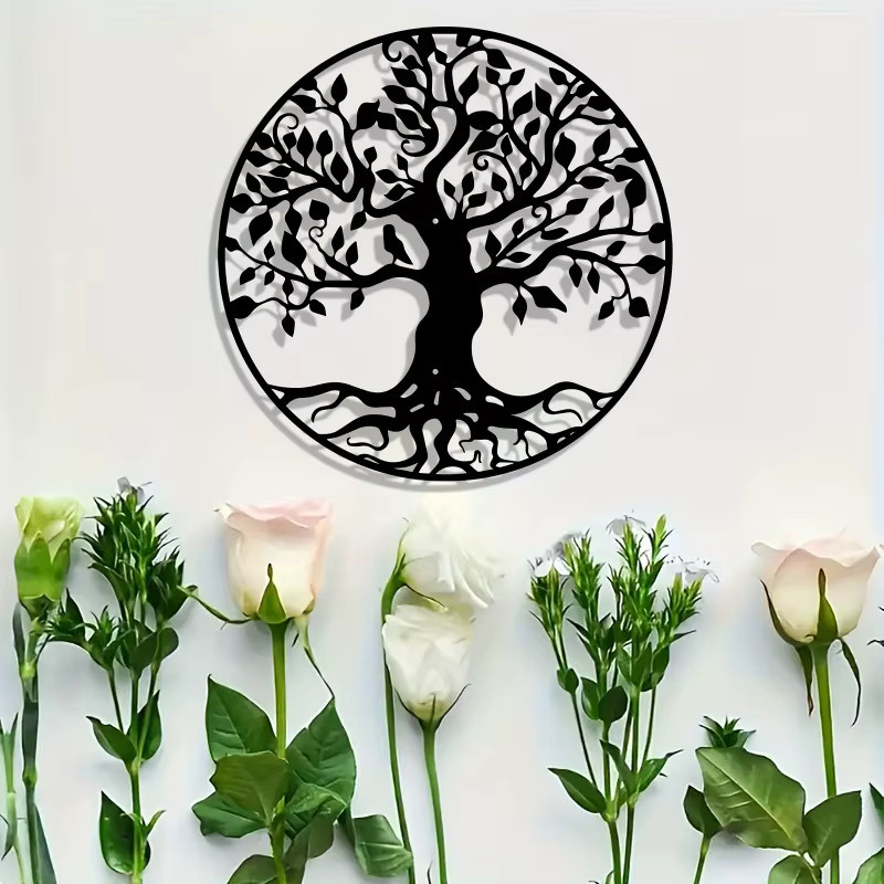 CIFBUY Wandkunst Lebensbaum mit Vögeln aus Metall in Schwarz als wetterfeste Metalldekoration für die Wandmontage - Bild 4