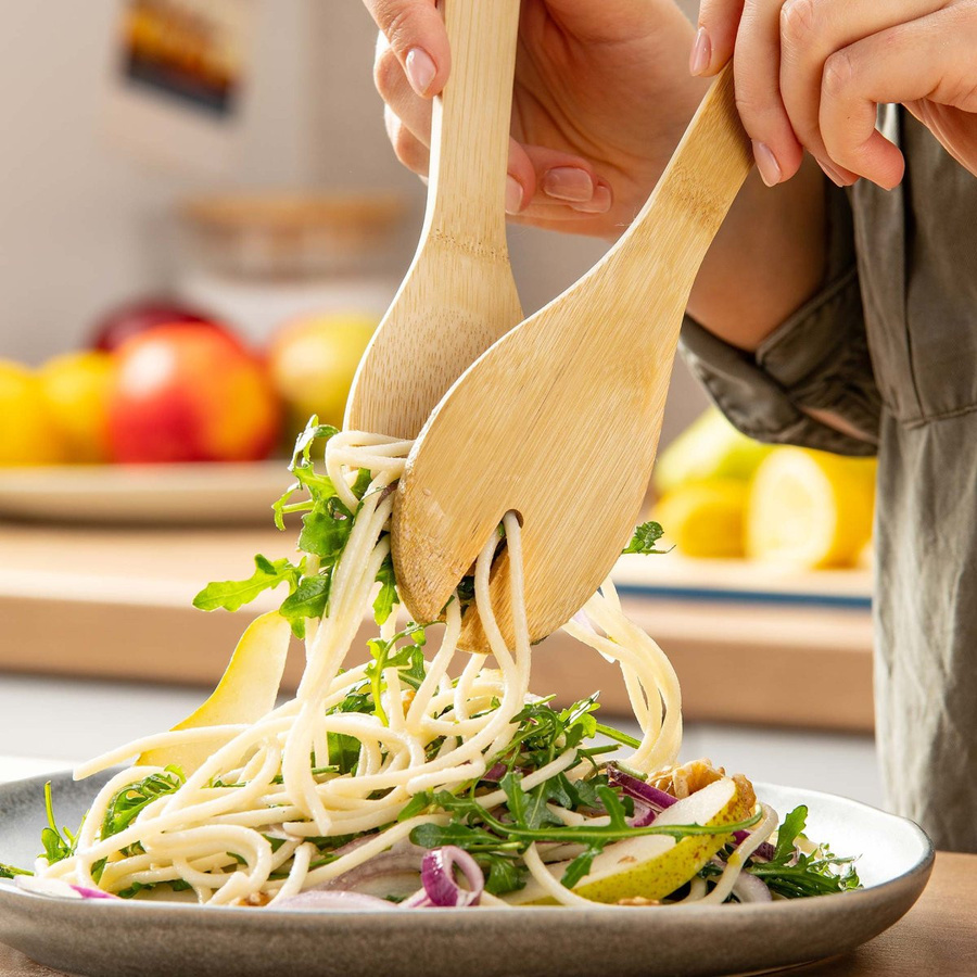 Fackelmann Salatbesteck Balance aus Bambus, 2-teilig, Braun - Bild 2