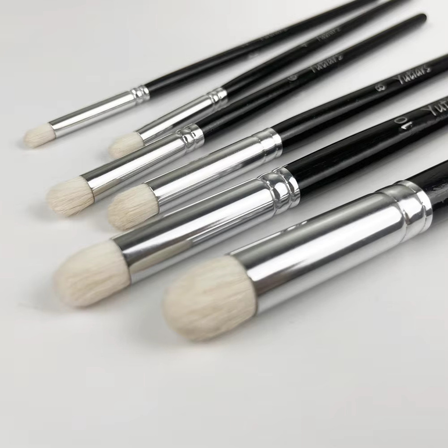 Yutiars 6-teiliges Trockenpinsel-Set mit rundem Kopf aus Wolle in Schwarz inklusive Tragetasche für Aquarell, Acryl und Modellbau - Bild 3