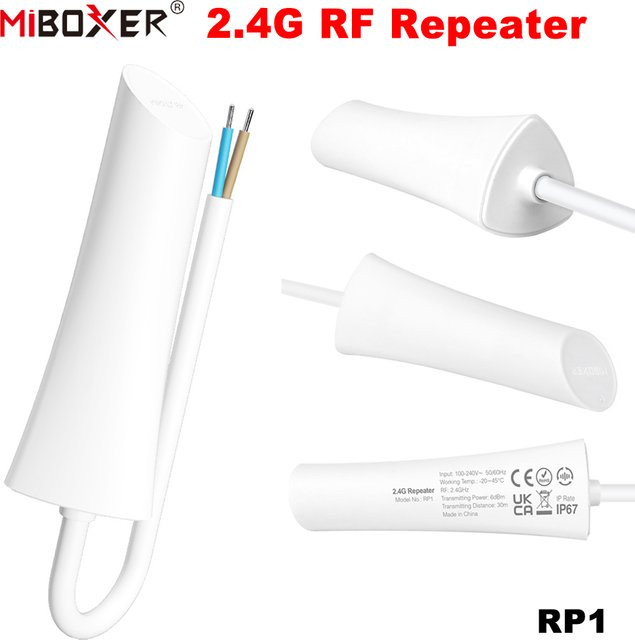 Miboxer RP1 RF Repeater IP67 wasserdicht zur Reichweitenverlängerung von Fernsteuerungssignalen für Außenleuchten 2,4 GHz - Bild 1