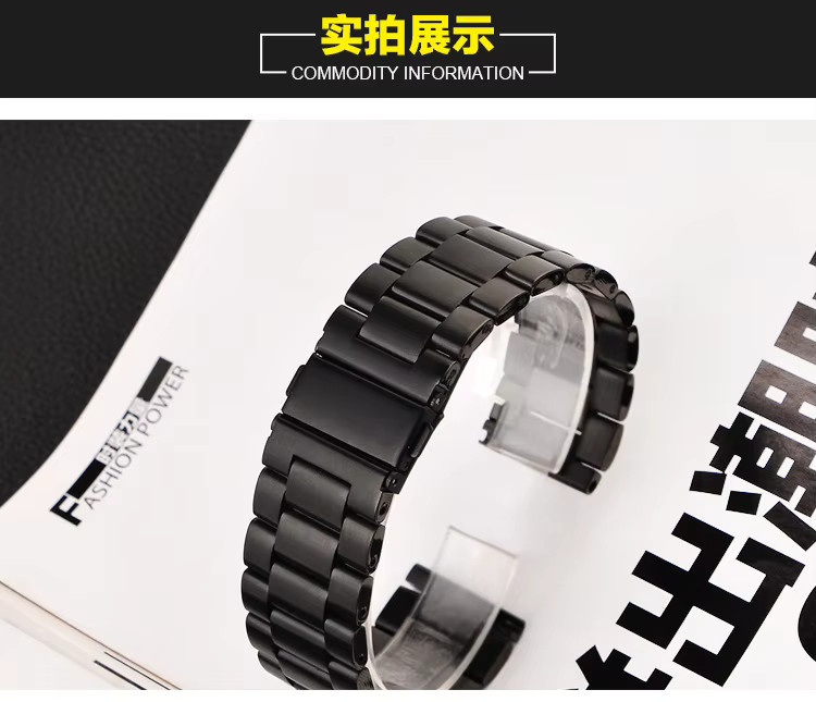 VNWCT Uhrenarmband Edelstahl, Schwarz, Weiß, Unisex - Bild 4