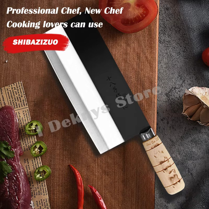 Shibazi Küchenchef Messer aus handgeschmiedetem Kohlenstoffstahl mit Holzgriff - Bild 2
