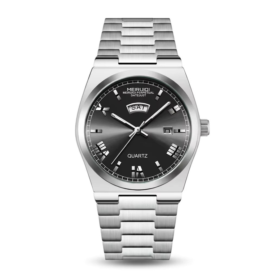 MEIRUIQI Armbanduhr, Quarz, schwarzes Zifferblatt, Messing, Herren - Bild 6